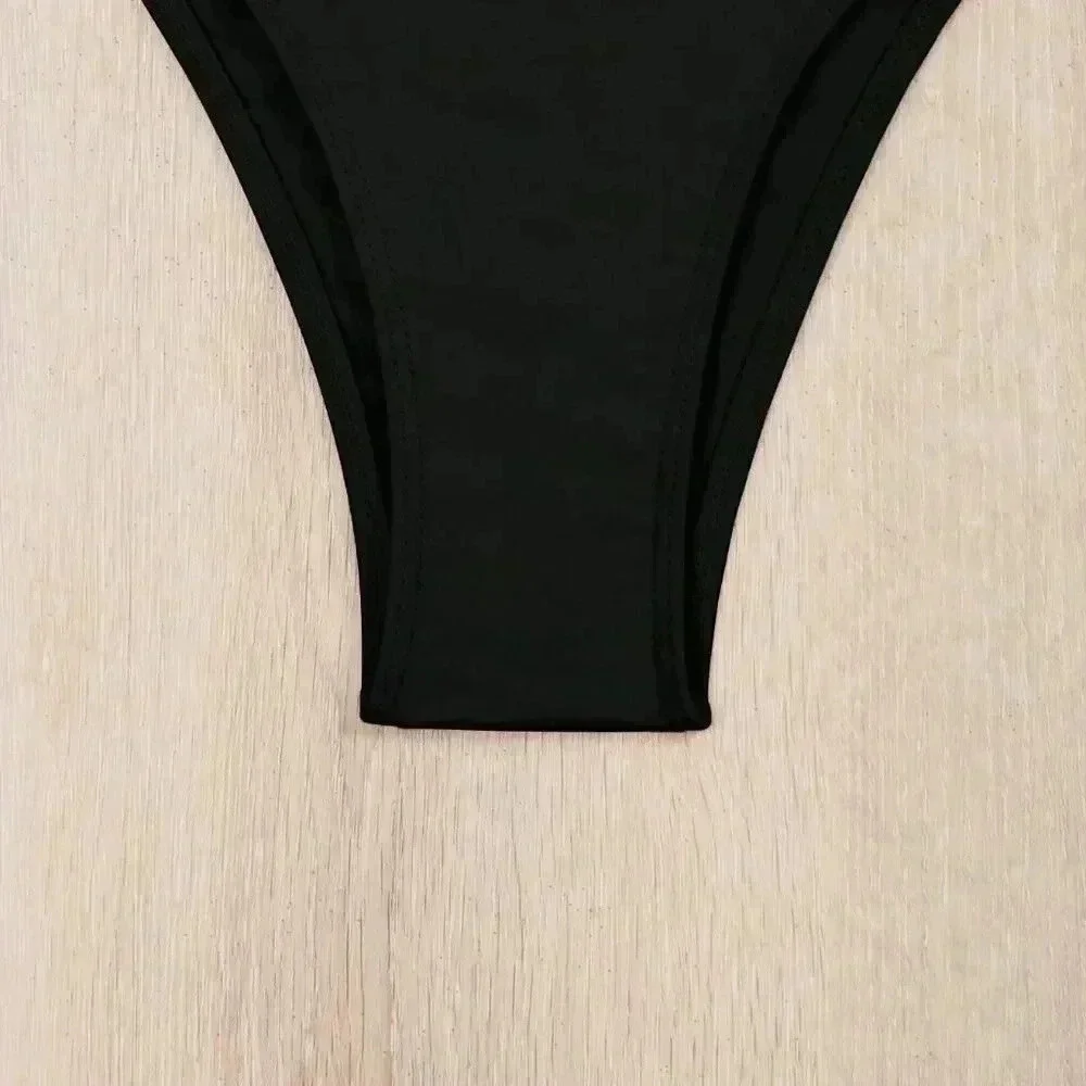 Black Women's Beach Pleated Bikini Set